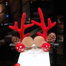 Load image into Gallery viewer, 2pcs Cute Deer Ear Hairpins Christmas Hair Clips For Girls Cartoon Antlers Barrettes Lovely Pompom Hairgrips Fashion Hair Accessories For Women
