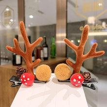 Load image into Gallery viewer, 2pcs Cute Deer Ear Hairpins Christmas Hair Clips For Girls Cartoon Antlers Barrettes Lovely Pompom Hairgrips Fashion Hair Accessories For Women

