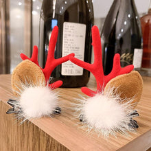 Load image into Gallery viewer, 2pcs Cute Deer Ear Hairpins Christmas Hair Clips For Girls Cartoon Antlers Barrettes Lovely Pompom Hairgrips Fashion Hair Accessories For Women
