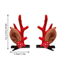 Load image into Gallery viewer, 2pcs Cute Deer Ear Hairpins Christmas Hair Clips For Girls Cartoon Antlers Barrettes Lovely Pompom Hairgrips Fashion Hair Accessories For Women
