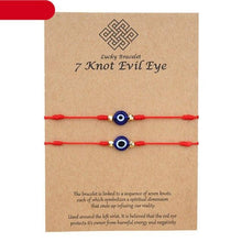 将图片加载到图库查看器，2pcs Eye Pendant Couple Bracelet Lucky Jewelry Braided Rope Bracelets Fashion Card Good Luck Pinky Promise Distance Matching Bracelets For Couple Friendship Family Adjustable Hand-Woven Cords Rope Thread Bracelet Protection Jewelry
