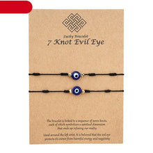 将图片加载到图库查看器，2pcs Eye Pendant Couple Bracelet Lucky Jewelry Braided Rope Bracelets Fashion Card Good Luck Pinky Promise Distance Matching Bracelets For Couple Friendship Family Adjustable Hand-Woven Cords Rope Thread Bracelet Protection Jewelry
