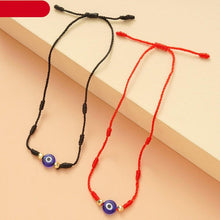 将图片加载到图库查看器，2pcs Eye Pendant Couple Bracelet Lucky Jewelry Braided Rope Bracelets Fashion Card Good Luck Pinky Promise Distance Matching Bracelets For Couple Friendship Family Adjustable Hand-Woven Cords Rope Thread Bracelet Protection Jewelry
