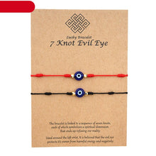 将图片加载到图库查看器，2pcs Eye Pendant Couple Bracelet Lucky Jewelry Braided Rope Bracelets Fashion Card Good Luck Pinky Promise Distance Matching Bracelets For Couple Friendship Family Adjustable Hand-Woven Cords Rope Thread Bracelet Protection Jewelry

