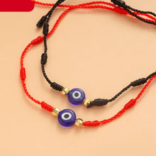 将图片加载到图库查看器，2pcs Eye Pendant Couple Bracelet Lucky Jewelry Braided Rope Bracelets Fashion Card Good Luck Pinky Promise Distance Matching Bracelets For Couple Friendship Family Adjustable Hand-Woven Cords Rope Thread Bracelet Protection Jewelry

