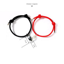将图片加载到图库查看器，2Pcs Heart Matching Friendship Couple Minimalist Bracelet Rope Braided Magnetic Distance Bracelet Magnetic Matching Heart Bracelet For Him Her Couple Gift For Girlfriend Boyfriend Lover Wife Husband
