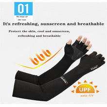 Load image into Gallery viewer, 2pcs Sport 5-finger Arm Sleeves One Size Compression Long Arm Cover Cycling Running Fishing Climbing Arm Cover Outdoor Sport Sun UV Protection Ice Cool Sleeves Comfortable Men Long Arm Covers
