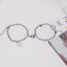 Load image into Gallery viewer, 2Pcs Sun Moon Charm Magnet Attraction Stainless Steel Bracelets For Couples Men Women Jewelry Couples Bracelets For Women Men Stainless Steel Heart Magnet Bracelets For Couples Matching Bracelets For Boyfriend And Girlfriend
