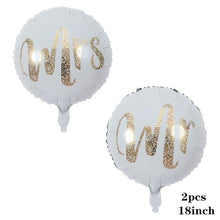 将图片加载到图库查看器，2pcs/lot Good Quality 36inch Round White and black Print Mr&amp;Mrs Latex Balloons For Happy Wedding And  Valentine's Day
