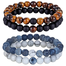 Load image into Gallery viewer, 2pcs/set 7 Style Couples Distance Bracelet Natural Stone Yoga Beaded Bracelet For Men Women Friend Gift Charm Natural Beaded Bracelets For Women Tiny Crushed Stone Natural Stone Charm Bracelet
