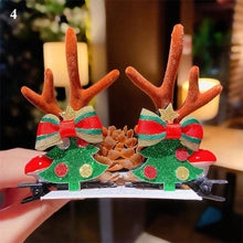 将图片加载到图库查看器，2pcs/set Christmas Hair Clips For Girls Cute Deer Ear Hairpins Hairgrips Kids Christmas Antler Hairpin Barrette Fashion Hair Accessories For Women
