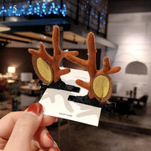 将图片加载到图库查看器，2pcs/set Christmas Hair Clips For Girls Cute Deer Ear Hairpins Hairgrips Kids Christmas Antler Hairpin Barrette Fashion Hair Accessories For Women

