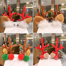 将图片加载到图库查看器，2pcs/set Christmas Hair Clips For Girls Cute Deer Ear Hairpins Hairgrips Kids Christmas Antler Hairpin Barrette Fashion Hair Accessories For Women
