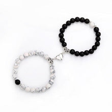 将图片加载到图库查看器，2pcs/set Couple Bracelets Natural Stone Beads Heart Shaped Distance Magnet Attraction Couples Matching Stone Bracelet For Women Men Girl Boy Best Friend Healing Friendship Bracelet
