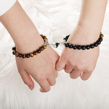 将图片加载到图库查看器，2pcs/set Couple Bracelets Natural Stone Beads Heart Shaped Distance Magnet Attraction Couples Matching Stone Bracelet For Women Men Girl Boy Best Friend Healing Friendship Bracelet
