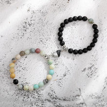 将图片加载到图库查看器，2pcs/set Couple Bracelets Natural Stone Beads Heart Shaped Distance Magnet Attraction Couples Matching Stone Bracelet For Women Men Girl Boy Best Friend Healing Friendship Bracelet
