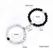 将图片加载到图库查看器，2pcs/set Couple Bracelets Natural Stone Beads Heart Shaped Distance Magnet Attraction Couples Matching Stone Bracelet For Women Men Girl Boy Best Friend Healing Friendship Bracelet
