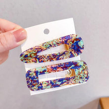 将图片加载到图库查看器，2PCS/Set Fashion WomenElegant Acrylic Geometric Hairpin Sweet Girl Hair Clip Marble Textured Barrettes Headband Gorgeous Hair Accessories For Women
