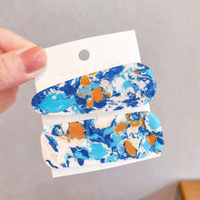 将图片加载到图库查看器，2PCS/Set Fashion WomenElegant Acrylic Geometric Hairpin Sweet Girl Hair Clip Marble Textured Barrettes Headband Gorgeous Hair Accessories For Women
