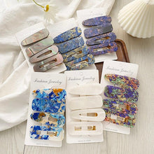 将图片加载到图库查看器，2PCS/Set Fashion WomenElegant Acrylic Geometric Hairpin Sweet Girl Hair Clip Marble Textured Barrettes Headband Gorgeous Hair Accessories For Women
