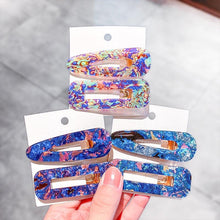 将图片加载到图库查看器，2PCS/Set Fashion WomenElegant Acrylic Geometric Hairpin Sweet Girl Hair Clip Marble Textured Barrettes Headband Gorgeous Hair Accessories For Women

