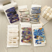 将图片加载到图库查看器，2PCS/Set Fashion WomenElegant Acrylic Geometric Hairpin Sweet Girl Hair Clip Marble Textured Barrettes Headband Gorgeous Hair Accessories For Women
