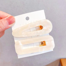 将图片加载到图库查看器，2PCS/Set Fashion WomenElegant Acrylic Geometric Hairpin Sweet Girl Hair Clip Marble Textured Barrettes Headband Gorgeous Hair Accessories For Women
