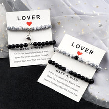 将图片加载到图库查看器，2Pcs/Set Heart Shape Magnet Pendant Bracelet Couples Love Meaningful Natural Stone Bangles Jewelry Bracelet For Couples Elastic Magnetic Field Therapy Bracelet Women Matt Stone Bracelets For Girlfriend

