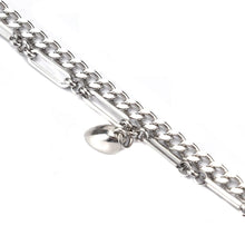 Load image into Gallery viewer, 2pcs/Set Stainless Steel Double Chain Vintage Couple Bracelet Heart Magnet Attractive Magnetic Bracelet Oval Chain Paperclip Chain Double Layer Love Heart Magnet Bangle Bracelets Hypoallergenic Engraved Adjustable Couple Bracelet Set Gifts For Women Men
