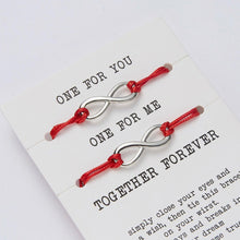 Load image into Gallery viewer, 2pcs/set Together Forever Love Infinity 8 Charm Bracelet Red String Couple Bracelets Wish Jewelry Long Distance Matching Bracelets For Best Friend Mother Daughter 17-30cm
