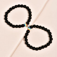 将图片加载到图库查看器，2Pcs/set White Black Couple Magnetic Bracelets Natural Stone Matching Bracelet Magnetic Beaded Bracelets Set Attraction Friendship Relationship Wish Bracelet Gift For Women Men Him Her Best Friends
