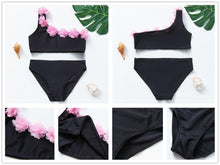将图片加载到图库查看器，3-16Y Cartoon Two-piece Girls Swimwear Ruffle Swimsuit Bikini Set One Shoulder Beachwear Princess Two Piece Bathing Suit Children Swimwear Girls Swimsuit Bikini Set
