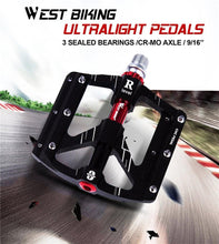 将图片加载到图库查看器，3 Bearings Bicycle Pedals Ultralight Anti-Slip Road Pedal Cycling Sealed Bearing Bike Pedals Accessories Bearings Pedals For Bicycle Lightweight Bicycle Pedals Of Road Bikes
