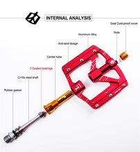 将图片加载到图库查看器，3 Bearings Bicycle Pedals Ultralight Anti-Slip Road Pedal Cycling Sealed Bearing Bike Pedals Accessories Bearings Pedals For Bicycle Lightweight Bicycle Pedals Of Road Bikes
