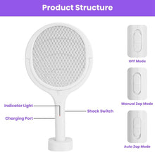 Load image into Gallery viewer, 3-in-1 90º Rotating Electric Bug Zapper Racket

