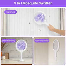 Load image into Gallery viewer, 3-in-1 90º Rotating Electric Bug Zapper Racket
