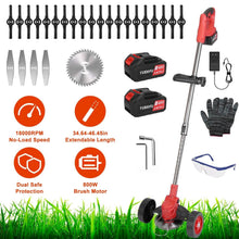 Load image into Gallery viewer, 3-in-1 Electric Cordless Grass Wacker Battery Powered Grass Trimmer with Wheels Adjustable Head with 2-Pieces 2500mAh Batteries
