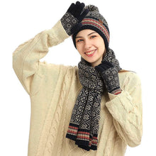 Load image into Gallery viewer, 3-in-1 Soft Warm Thick Cable Knitted Beanie Hat Scarf and Gloves Winter Set

