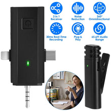 Load image into Gallery viewer, 3-in-1 Wireless Clip On Microphone Omnidirectional Noise Reduction Plug
