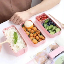 Load image into Gallery viewer, 3-Layer Stackable Bento Box Japanese Lunch Box Kit with Spoon &amp; Fork
