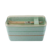 Load image into Gallery viewer, 3-Layer Stackable Bento Box Japanese Lunch Box Kit with Spoon &amp; Fork
