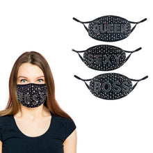 Load image into Gallery viewer, 3-Pack: All the Blings Rhinestone Cotton Face Mask
