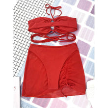 Load image into Gallery viewer, 3-Pack: Criss Cross Halter Bikini Swimsuit &amp; Beach Skirt
