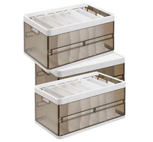 将图片加载到图库查看器，3-Pack: Foldable Storage Bin with Lid Stackable Plastic Closet Organizer
