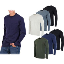 Load image into Gallery viewer, 3-Pack: Men's Cotton Long Sleeve T-Shirt with Chest Pocket
