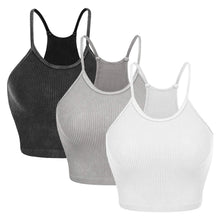 Load image into Gallery viewer, 3-Pack: Women Crop Basic Tank Top Ribbed Knit Sleeveless
