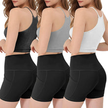 Load image into Gallery viewer, 3-Pack: Women Crop Basic Tank Top Ribbed Knit Sleeveless
