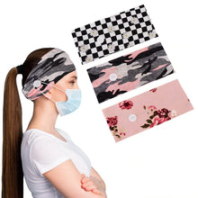 Load image into Gallery viewer, 3-Pack: Women's Comfy Stretchy Headband With Buttons For Face Masks and Covers

