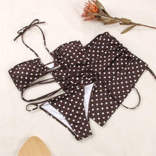 Load image into Gallery viewer, 3-Piece Bikinis Suit Halter Polka Dot Swimwear Women Beachwear Women's 3 Piece Bikini Set Swimsuit Cover Ups Sheer Sarongs Beach Wrap Skirt Bathing Suit Swimsuit Female Holiday Beach Skirt Bikini Set
