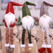 Load image into Gallery viewer, 3 Piece: Handmade Sitting Long-Legged Christmas Elf Bottle Decoration Set
